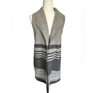 MAX STUDIO grey wool mix vest gilet classic long length luxury classic size S